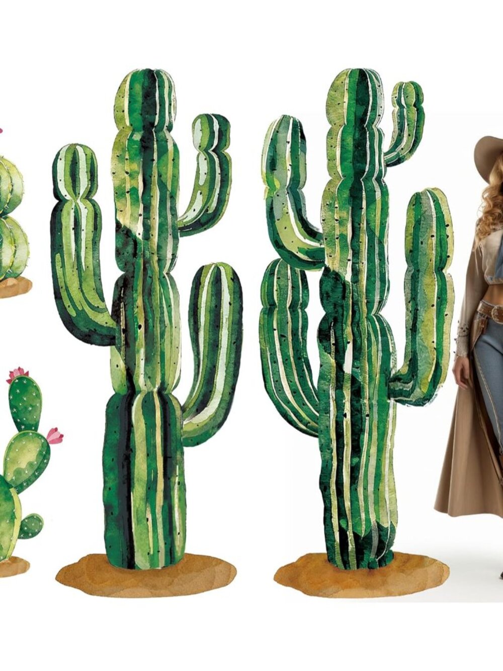 4 Pcs 6Ft Large Cactus Cutouts Wall Decor Jointed Cardboard Cactus Cutout DIY Gr